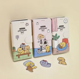 S2B KAKAO FRIENDS CHOONSIK ORDINARY DAY iPhone Diary Case – Clear Floral Print, Slim Wallet Design, Magnetic Closure - Made in Korea